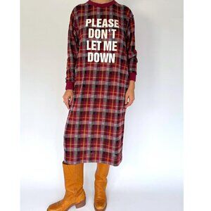 Hysteric Glamour Japanese designer red plaid long sleeved knit dress